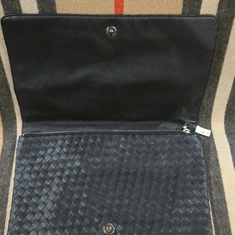 Forever 21 Large Black Woven Clutch 14X9 NWT